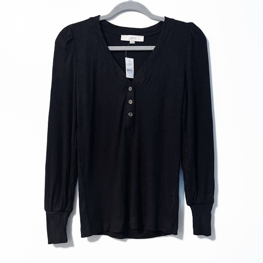 NWT LOFT | Luxe Rib V-Neck High Cuff Henley
